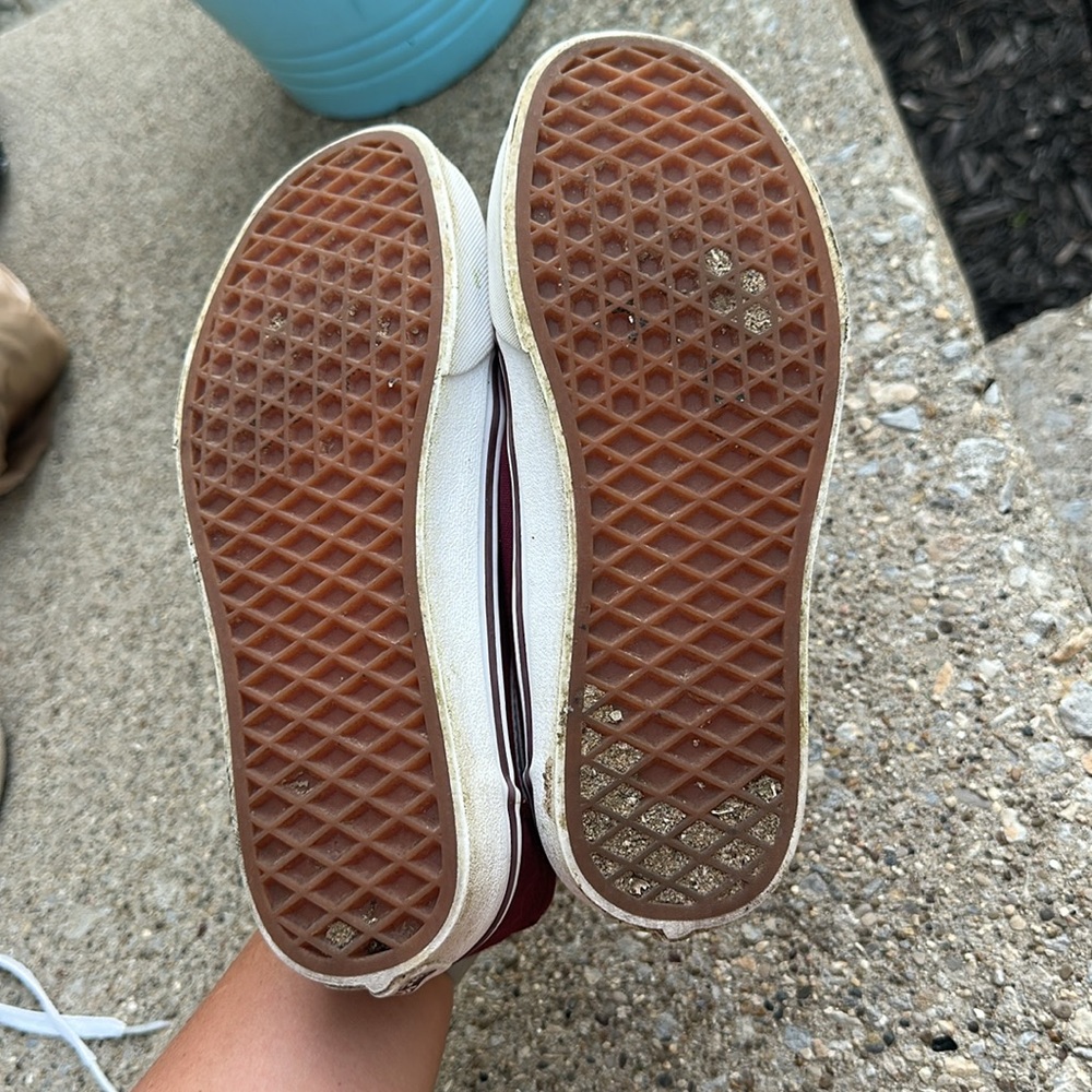 Vans Burgundy and White Women's Sneakers - Picture 5 of 5